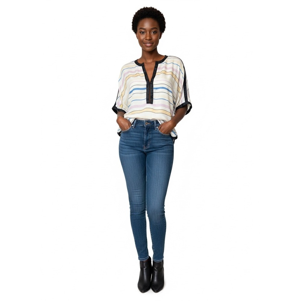 Isabel Marant Étoile Silk Stripe Blouse | Pastel Boho Chic | Size 44 US L